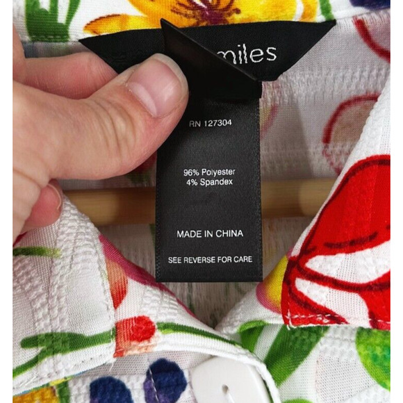 Ali Miles Womens Floral Button Up Shirt Size 1X 3/4 Bell Sleeves Artsy Colorful - Picture 6 of 10